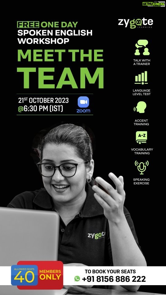 Sarayu Mohan Instagram - ഇംഗ്ലീഷ് ഭാഷയുടെ കുറവ് കൊണ്ട് മാത്രം ഒരു നല്ല ജോലിയോ, പ്രൊമോഷനോ, സാലറിയോ, ജീവിത സാഹചര്യങ്ങളോ ഒക്കെ പലപ്പോഴും Compromise ചെയ്യേണ്ടി വരുന്നുവെങ്കിൽ.. നിങ്ങളുടെ ആഗ്രഹങ്ങൾക്കും സ്വപ്നങ്ങൾക്കും പരിധിയിടേണ്ടി വരുന്നുവെങ്കിൽ....നിങ്ങൾക്കുള്ളതാണ് ഈ മെസ്സേജ്, Zygote Learning അക്കാദമി ടീം സംഘടിപ്പിക്കുന്ന Language Workshop ലേക്ക് ആദ്യം രജിസ്റ്റർ ചെയ്യുന്ന 40 ആളുകൾക്ക് അവസരം. Workshop Includes: 🔸Talk with the trainer 🔸Accent training 🔸Techniques and strategies to proficient in English 🔸Qualify vocabulary through power learning 🔸Practical conversation skills 🗓️Date: 21 October Saturday ⏰Time: 6:30 PM IST കൂടുതൽ അറിയാനും രജിസ്റ്റർ ചെയ്യാനും ഈ നമ്പറിൽ വാട്സാപ്പ് ചെയ്യൂ: +91 81568 86222 #zygote #zygotelearning #freewebinar #freesession #freeworkshop #onlineteaching #onlineenglish #spokenenglishclasses #spokenenglishclasses