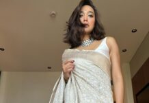 Sayani Gupta Instagram - Shubho Shaptami 🪷 In this resplendent @shantibanaras saree & @curiocottagejewelry necklace @elevate_promotions 🌸