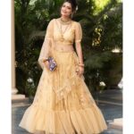 Sharvary Joshi Instagram - "Beauty is truth's smile when she beholds her own face in a perfect mirror." - Rabindranath Tagore ⚜️For this look⚜️ Contact 8469077744 Size: 34 - 36 - 38 Designed by @archana.makwana for @houseofarchana In frame: of course @sharvaryjoshi Photography by: @virag9468 for @_a.vphotography_ Jewellery Courtesy: @skgoldjewels Mua: @zeba_khan_vohra for @the_face_studio_vadodara Venue Courtesy: @shaktigreens #golden #gown #weddingcollection #embroidered #modeling #model #photoshoot #actress #gujarat #vadodara #ahmedabad #slaying #jewelry #pose #sharvaryjoshi #actor #fashionphotoshoot #fashionphotography #fashiontrends2020 #weddingfestive2020 #ethnic #indianmodel #indianfashion #goldjewelry #indianstyle #lehenga #goldlehenga #winelips #bridesquad #bride