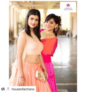 Sharvary Joshi Instagram - #Repost @houseofarchana (@get_repost)
・・・
Our Head Designer @archana.makwana & Actress @sharvaryjoshi slaying in our pocket friendly Wedding/Festive Collection 2020 . To grab these looks contact 8469077744 . Couriers worldwide available 
Introducing Pocket Friendly Festive Wedding wear !! Peach zardosi embroidered clutch @archanasfashionhouse 
Designed by @archana.makwana 
Photography by @virag9468 for @_a.vphotography_ 
Jewellery courtesy @skgoldjewels 
Mua @zeba_khan_vohra  for @the_face_studio_vadodara 
Venue courtesy @shaktigreens 
#weddingfestive2020 #weddingcollection2020 #houseofarchana #archanasfashionhouse #vadodarafashiondesigner #designeroutfits #drapedblouse #indowesternwear #stylishindianoutfits #indianweddingwear #festivecollection2020 #trends2020 #fashiontrends2020 #archanamakwana