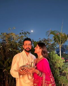 Shilpa Shetty Instagram - 🌙 Chand mera dil ♥️ 🧿 
Only Mine 🤗 @onlyrajkundra 
 
#karvachauth  #love #us