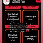 Shiny Dixit Instagram - memories like this when my character got nominated for filmfare ott (over the top ) platforms in nominations @sushmitasen47 ma'am 2020 🥳🥳 grateful to god ❤️😇❤️😇