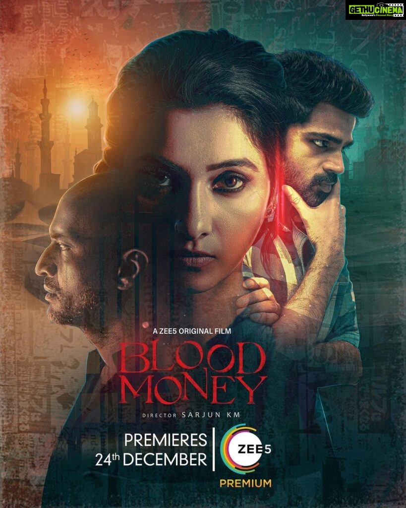 Shirish Sharavanan Instagram - Glad to share the first look of my next film #bloodmoney Premieres 24th December on @zee5tamil @sarjunkm @irfanmalikz @priyabhavanishankar @actorkishore @satish.composer