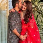 Shivaleeka Oberoi Instagram - My moon, my sun, my stars & everything beyond! ❤️🌌 Fasting for each other on our first Karvachauth while looking like a snack. 😝🍟🍕 Happy #Karwachauth to you all 🌕✨