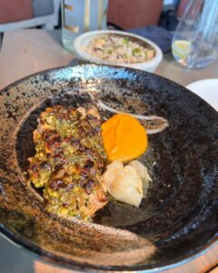 Shreya Bugde Instagram - Stepped out ….took a stroll & then took some pictures too & at lunch stuffed ourselves with some Chrispy shitake salad , Marinated lamb rack , pistachio crusted baby chicken, shoyu chillian sea bass , nigiri, squid kara age & finished it with some Tira’miso & world’s best Vanilla peanut Mille-feuille for desserts! @clapdxb has my heart ❤️💃🕺🏻 PS : sorry people for for spamming your feed 🙈 Clap Dubai