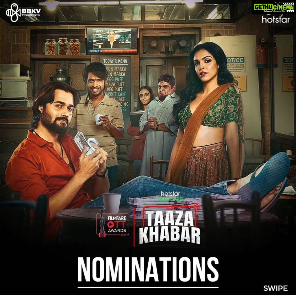 Shriya Pilgaonkar Instagram - @filmfare 2023 Best actor nomination for Madhu :Taaza Khabar 💫🙏🏼❤️ Congrats to the team ! @bbkvproductions @bhuvan.bam22 @rohitonweb @himank.gaur @hussain.dalal @abbasdalal @disneyplushotstar @prathameshparab @makeupandhairbyshruti @moderatenormal @poonamdamania @maratheradhika @darshana.mule #Madhu #TaazaKhabar #Filmfare #Nomination