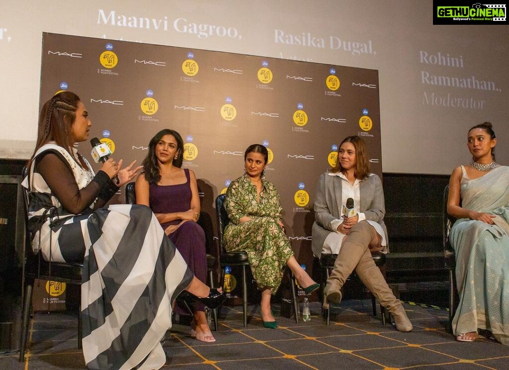 Shriya Pilgaonkar Instagram - This felt like an intimate conversation in our living room. 🌹Thank you @mumbaifilmfestival & @rotalks for having me on this panel with these wonderful women whose work & work ethic I deeply respect and admire .🫶🏼🎬 📸 @adisphotographysg