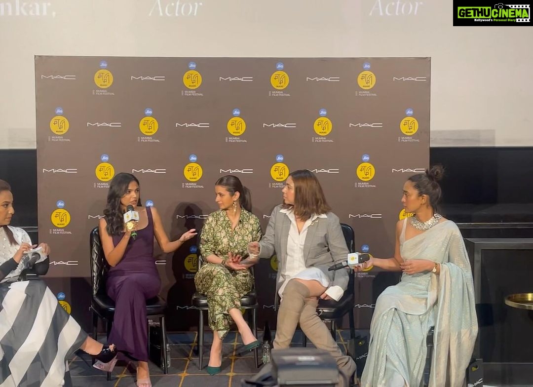 Shriya Pilgaonkar Instagram - This felt like an intimate conversation in our living room. 🌹Thank you @mumbaifilmfestival & @rotalks for having me on this panel with these wonderful women whose work & work ethic I deeply respect and admire .🫶🏼🎬 📸 @adisphotographysg