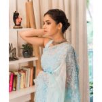 Shruthi Prakash Instagram - Intention over attention ..👼 Wearing @urban_closet_ethnic Mua @glamoversbysakina Pc @motaabhaai #shrutiprakash #pose #picture #saree #blue #eyes #bliss #peace #content #fashion #ethnic