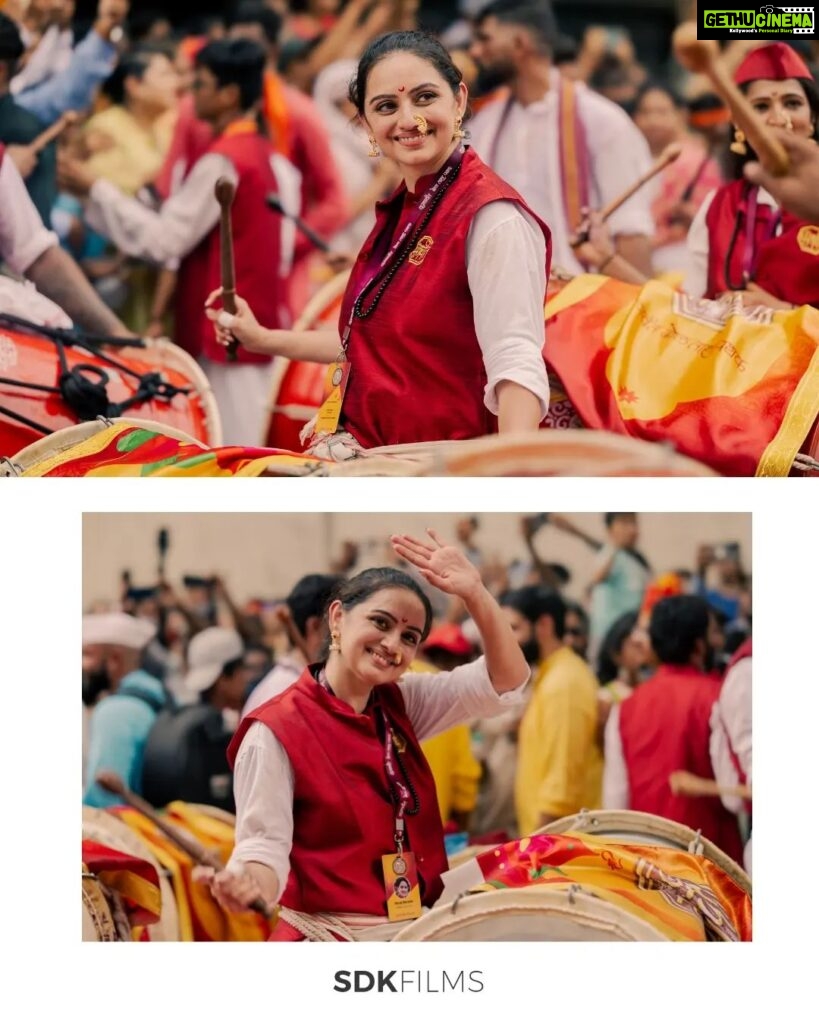 Shruti Marathe Instagram - Ganpati Visarjan 2023 Shot by @filmmaker_jagss @sdk_films In frame - @shrumarathe Pathak - @kalaawantdholpathak #kalavantdholtashapathak #pune #ganpatibappamorya #puneganpatifestival