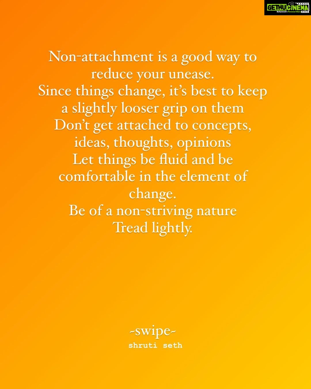 Shruti Seth Instagram - In 2020 I gifted myself a course in Applied Buddhist Psychology and it changed my life. Sharing a few of my lessons here. It requires a sense of self-enquiry, critical thinking and contemplation to be able to really benefit from its teachings. The ability to sit with uncomfortable thoughts and give yourself honest answers is imperative. Other than the ones I have mentioned in my post, there is another lesson that has given me some level of clarity. Almost all things in our lives come from dependant arising. We give meaning and value to things. A pen, is a pen until it is “my”pen and then my outlook and my attachment to it changes. The same goes for clothes, for bags, for shoes, a job, a holiday, mothers, fathers, kids, friends etc. All of these become important the moment I add “my” as a prefix. So when you feel burdened by something just take away its value since you’re the one who gives it value in the first place. And if you would want to use it positively then think of it as “our” or “all”. Our mothers or all mothers. Our planet, our children or all children. That way you learn to treat all sentient beings & things with respect and dignity and not just “your” people and “your” things. I have benefited hugely in how I perceive things, what things colour my judgement and what increases my suffering. Will try and share more. I hope it helps others get a clearer view of things. Grateful to all my teachers for trusting me with their wisdom. 🪷 #buddhism #teachings #mentalhealth #mentalwellbeing #emotionalintelligence #mentalwellbeingcoach #mentalhealthadvocate #eiwithshruti #student #teacher #shruphotodiary