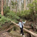Shubhi Sharma Instagram - Finding my path amidst the wilderness 🌿🌈 Stepping onto this wooden bridge feels like entering a secret realm where adventure awaits at every turn. #AdventureAwaits #HiddenGem #NatureTrail
