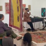 Sid Sriram Instagram - A few days ago, I did a private Boundless set at the @rajivmenoncontemporary with brother @lidogotpix. The show features profoundly beautiful, necessary art by @amanaheer_ @anoushka @asifhoque @bhashaalways @hiba_schahbaz @maya.seas @nibhaakireddy @phoolsunga @prajgariah @renlukamaharaj @sahanabanana @saniebokhari @shaileemehtaa @shyamagolden and @tuda_muda. @d36world and @rajivmenon put this intimate gathering together in a day. It was a blessing to breathe sound into this gorgeous, powerful space. Improvising that evening felt so deeply freeing. 1) Excerpt of Mohanam captured by @chromesparks 2) one day our Gods will make their way down captured by @doitlikedua ceasefire now All love