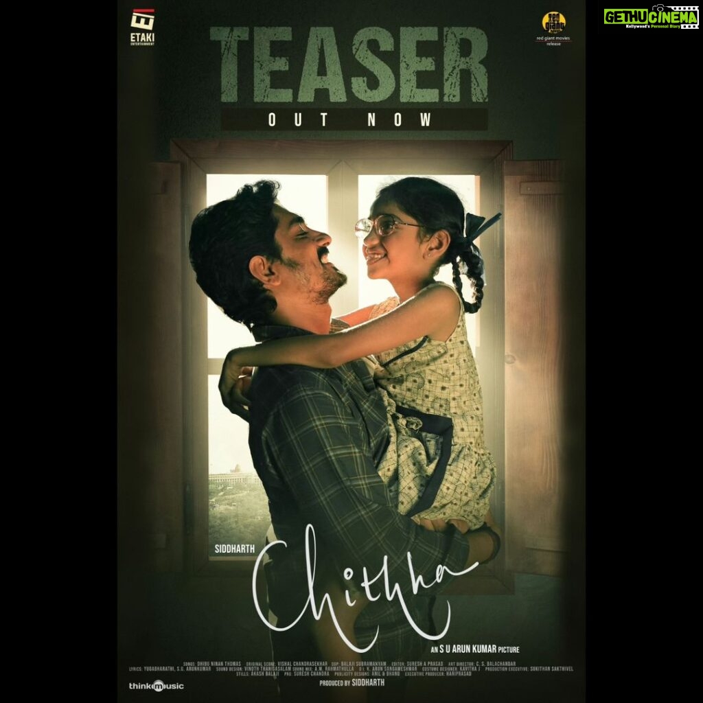 Siddharth Instagram - #CHITHHA TEASER 🙌🏽 LINK IN BIO Teasing your Heartbeats for a one of its kind Theater experience. September 28 Worldwide. AN S U Arun Kumar Picture Thank you to my entire team for their passion and belief. Please share and spread the word. This film is everything we promise and more. Thank you to our peers and supporters for all their motivation. Here is the incredible #CHITHHA Teaser. An Edge-of-the-Seat Thriller with an emotional core. In Cinemas Worldwide Sep 28. Red Giant Movies Release . @Etaki_Official #Siddharth #SUArunkumar #NimishaSajayan @dhibuofficial @Composer_Vishal @balaji_dop137 @iameditorsuresh @winanoath @RedGiantMovies_ @Hariprasad4091 @thinkmusicindia @DoneChannel1 #ChithhaFromSep28 #ChithhaSiddharth TAMIL TELUGU KANNADA MALAYALAM
