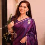 Sonalee Kulkarni Instagram – The dressing up season is here and 
I’m wrapped in this beautiful purple 
Sari with love by @ranreet_official 💜 

Photography by @jiten_03 

#sonaleekulkarni #purple #silk #sari #love #marathimulgi #diwali #festival Mumbai – मुंबई