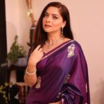 Sonalee Kulkarni Instagram – The dressing up season is here and 
I’m wrapped in this beautiful purple 
Sari with love by @ranreet_official 💜 

Photography by @jiten_03 

#sonaleekulkarni #purple #silk #sari #love #marathimulgi #diwali #festival Mumbai – मुंबई