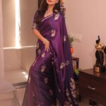 Sonalee Kulkarni Instagram – The dressing up season is here and 
I’m wrapped in this beautiful purple 
Sari with love by @ranreet_official 💜 

Photography by @jiten_03 

#sonaleekulkarni #purple #silk #sari #love #marathimulgi #diwali #festival Mumbai – मुंबई