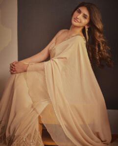 Sreeleela Instagram - Unsaid words, understood hearts ✨ . . . . . . . . Styled by - @ashwin_ash1 & @hassankhan_3 Style team - @avinash_kajjam Outfit - @shyamalbhumika @quirkbrandconsulting Jewellery- @lovisajewellery Make up @deepikakarnanimakeovers Dressman - @johnmarkgari Shot by - @arifminhaz