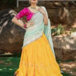 Sreemukhi Instagram - Dussehra 💛✨ ASMP on @starmaa ✨ Styling @harinireddym Outfit @nsdesignerstudios Jewellery @fashioncurvee PC @manoj_gangula Makeup @nookesh.malla Hair @mahesh_ravulapalli #sreemukhi #dusshera #aadivaaramwithstarmaaparivaaramstarwars