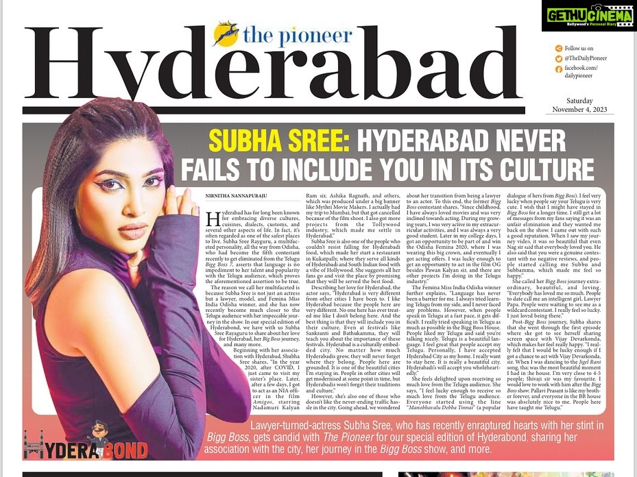 Subhashree Rayaguru Instagram - Thank you @featurespioneer for featuring about me in your newspaper. It’s an honor to be part of your publication. #biggboss #biggboss7telugu #starmaa #maa #subhasree #teamsubbu #subbubigboss #BiggBoss #BiggBossTelugu #BiggBoss7Telugu #Bigg BossSeason7 #BiggBoss7TeluguUpdates #DisneyplusHotstar #Hotstar #Starmaa #Trending #TrendingReels #Explore #Viral #ViralReels #instagramers