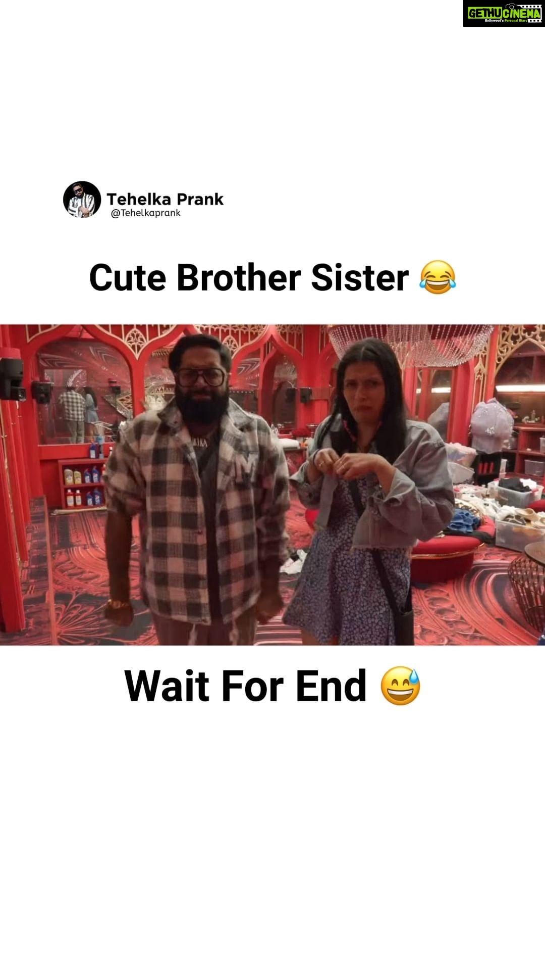 Sunny Arya Instagram - Cute Brother & Sister 🤣 #Tehelkaprank #SunnyArya #TehelkaBhai #biggboss17 #jiocinema #biggboss #bb17