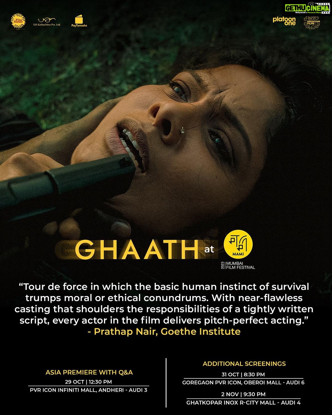 Suruchi Adarkar Instagram - Reasons why you should watch Ghaath at @mumbaifilmfestival this year: 1. One of the 19 films nominated for the GWFF (endowed with 50,000 euros) Best Debut Award at the @berlinale which is one of the top three film festivals in the world. 2. Won an independent critics award, the Giuseppe Becce Awards, as the best director at Berlinale 2023; one of the only Indian films to receive this award this year. 3. For a sublime and thrilling cinematic experience. 4. The reviews says it all, otherwise! See you there! #JioMAMIMumbaiFilmFestival2023 #MumbaiFilmFestival2023 #Ghaath