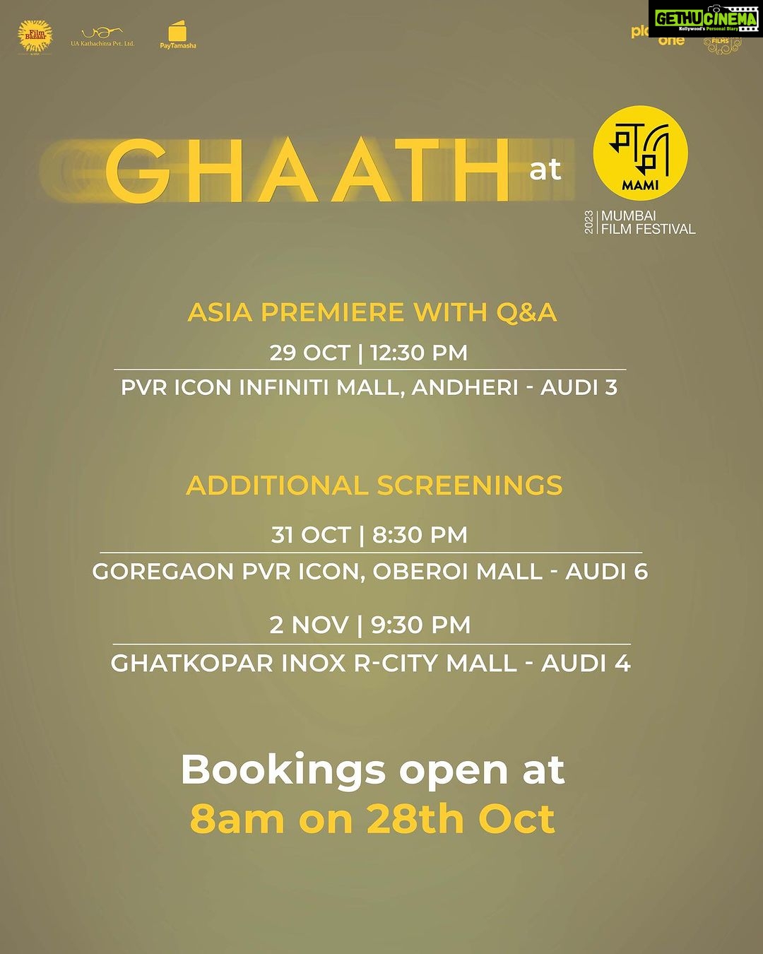 Suruchi Adarkar Instagram - Reasons why you should watch Ghaath at @mumbaifilmfestival this year: 1. One of the 19 films nominated for the GWFF (endowed with 50,000 euros) Best Debut Award at the @berlinale which is one of the top three film festivals in the world. 2. Won an independent critics award, the Giuseppe Becce Awards, as the best director at Berlinale 2023; one of the only Indian films to receive this award this year. 3. For a sublime and thrilling cinematic experience. 4. The reviews says it all, otherwise! See you there! #JioMAMIMumbaiFilmFestival2023 #MumbaiFilmFestival2023 #Ghaath