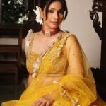 Tanishaa Mukerji Instagram - Shubho Saptami! Wearing this beautiful yellow lengha from @payalsinghal feeling so festive in the many colours of the devi! Stylist - @parikshaat Outfit - @payalsinghal Jewellery - @tyaanijewellery Photography - @wadhwaniyaash