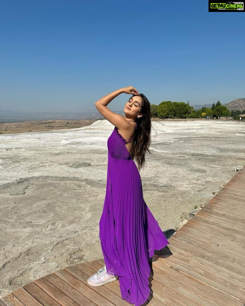 Tanya Sharma Instagram - 4 your eyes only 🥹 . P.s - “ tu jaaane na was shot here “ who else remembers this song? #turkey #pamukkale #tanyasharma #travel #purple #instagood #picoftheday Pamukkale,Turkey