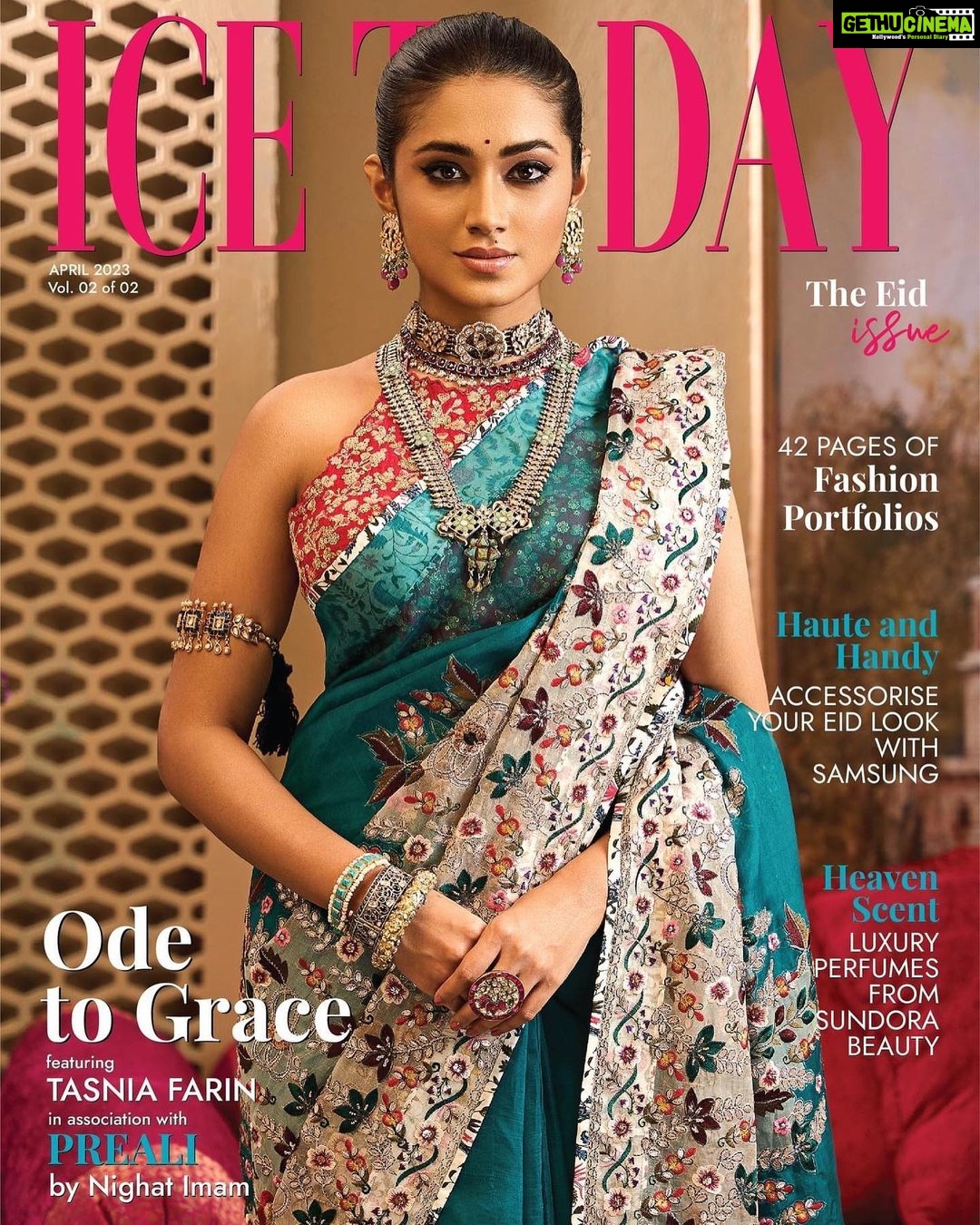 Tasnia Farin Instagram - @icetoday_magazine Eid cover Photographer: Farabi Tamal Creative Direction: Goutom Saha Outfit: Preali Makeup: Aura Beauty Lounge