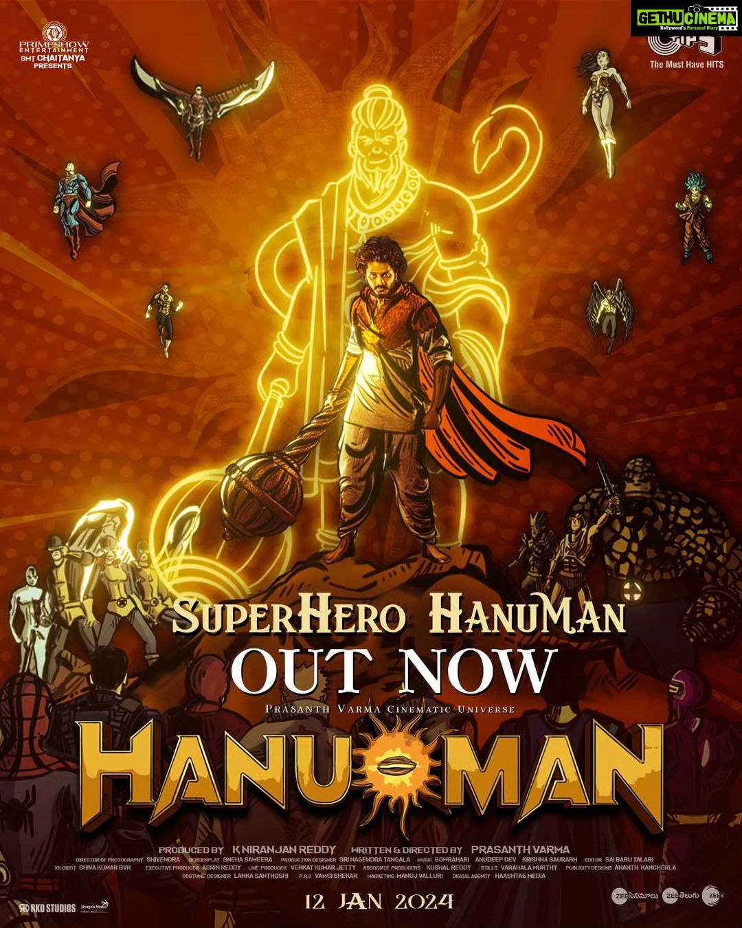 Teja Sajja Instagram - Let's celebrate our OG SUPERHERO with a SUPER COOL ANTHEM on this #ChildrensDay ππ₯ #SuperHeroHanuman Song Out nowβ€οΈβπ₯ - https://youtu.be/cFbnSrP5vT8 A @prasanthvarmaofficial Film #HANUMAN from JAN 12th,2024π₯ @anudeep.dev @kk_writer1 @primeshowentertainment @rkdstudios