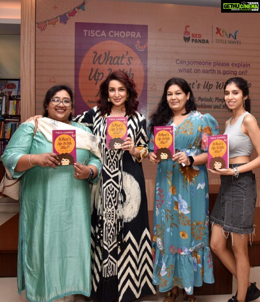Tisca Chopra Instagram - The launch of #whatsupwithme with my wonderful editor @bhargava_vidhi at @westland_books @red_pandaindia along with my darling @kiranmanral who so warmly took over the session impromptu.. Thanks @titlewavesbookstores for hosting us .. Thanks also to my fav crew @crazypree @suparnachatterjee @saki_68 @guraab who made the evening full To my best bud and husband @flywrite26 who is forever a solid cheerleader.. And finally to my darling Tara to whom the book is dedicated .. To all other young girls who need help navigating puberty.. the book is yours with all my love .. #bookstagram #book #bookishlove #puberty #mensturation #period #girls #reddot #preteen #teens #pimples #people #parenting #parents