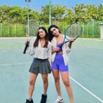 Tridha Choudhury Instagram – I’ve got the wrong shoes … she’s got the right stance 🎾

@zohhhhh 

#sistersbeforemisters #bangaloredays #bangalore_insta #tennistraining #tennisskirt #therapywithtridha #justdoit✔ #jordans
