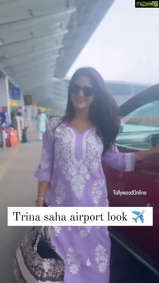 Trina Saha Instagram - Guess where @trinasaha21 is flying to ?? We spotted her before the journey in a simple ethnic #AirportLook . ❤️ #trinasaha #TOSpotted