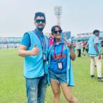 Trina Saha Instagram - We are Ready!!! Are you insta fam? 🫶🏻💙 #trineel #cwc23 #metasuper50 Eden Gardens, Kolkata