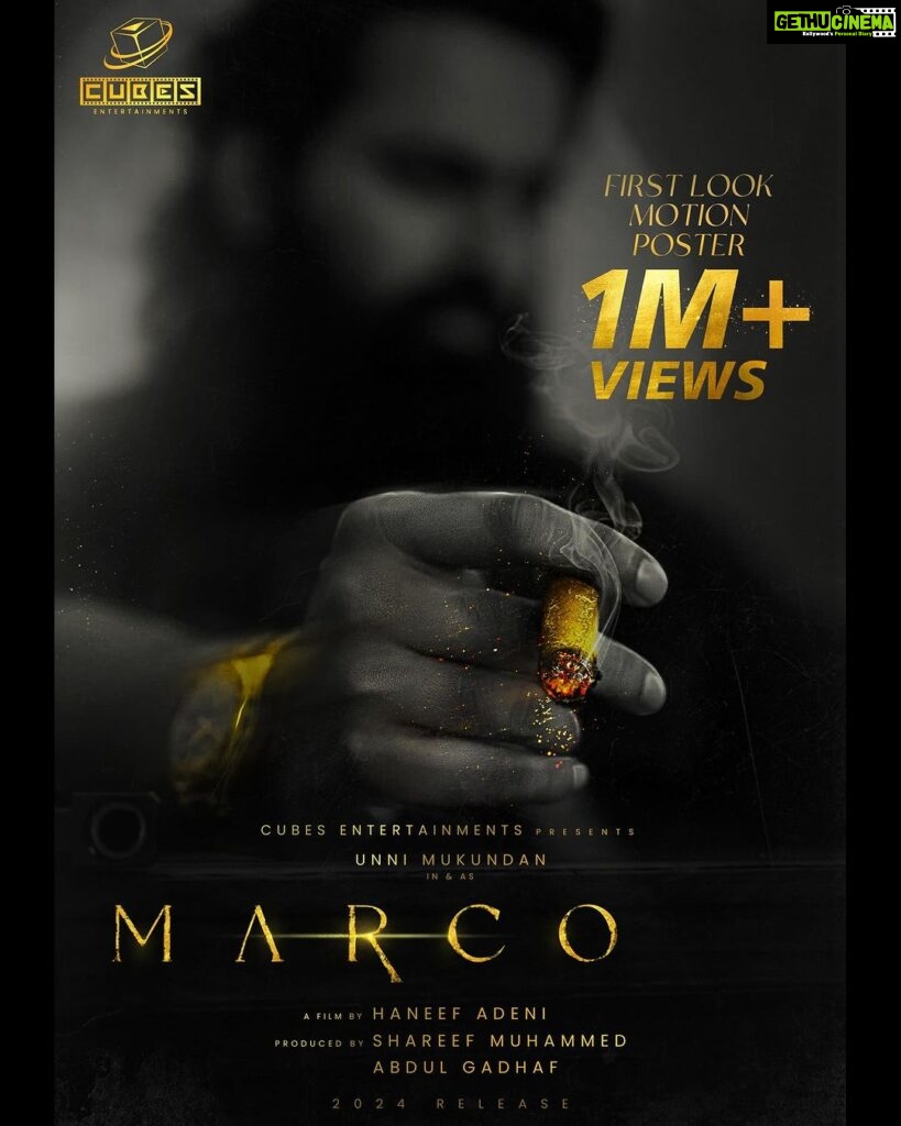 Unni Mukundan Instagram - #Marco motion poster crossed 1 million views!!🔥 First time in the history of Indian Cinema, The most dramatic comeback of a villain again …. But this time, He is the Hero… https://youtu.be/LqAAYn-YRIU?si=-XuD9rjLqJi6uJs9 Rolling from Feb 2024! #UnniMukundan #HaneefAdeni #CubesEntertainments #ShareefMuhammed #AbdulGadhaf @marcothefilm @iamunnimukundan @haneef_adeni @sherifvr1 #abdulgadhaf @cubesentertainments @vvipink @tenpoint_official