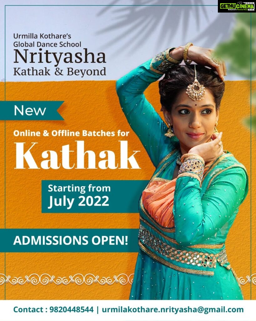 Urmilla Kothare Instagram - 🙏🏻 Hello Everyone! Admissions for July 2022 Online and Offline Beginner's Batch have started ... You can Now Learn Kathak with Me at Nrityasha Kathak & Beyond (@nrityasha_dance_academy) — Enroll by Calling/WhatsApp on 9820448544 or Email on urmilakothare.nrityasha@gmail.com for more details about the Dance Classes 😊 #kathak #dance #school #urmilakothare