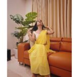 Veebha Anand Instagram - Get used to seeing me in a lot of sarees! I’m completely obsessed with them and can’t get enough!💛💛✨✨ #festivaltime @eternitybysakshi thank you for this lovely color!💛💛