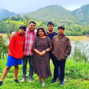 Vichithra Instagram - How much ever busy ... as a #father, you were there for them  for their PTA meetings , sports coaching , frequent family holidays, and most of all, when they fall sick. You were there beside me always to support me.Without you,  it was impossible to grow our three sons, especially our twin boys . We never bought a #pram because you always carried them  on your shoulders. Now our sons have grown above our shoulders. This was not possible without your support , love, care, and the time you devoted  to family . And most of all, how can I not  thank you for #fathering me  from the day I got married to you.
❤️❤️❤️❤️❤️❤️❤️❤️❤️❤️❤️❤️❤️❤️❤️

Love you, my dear hubby. #stayblessed to be on toes  to take care of us. 
#happyfathersday to  father of my
#sons . 

#happyfathersday  #roshanrohanrihan
#sonanddad 
#momandsons
#fathersday 
#happyfathersday2023 
#dad
#daddy
#dadandsons #munnar 
#munnardiaries #holidays #familytime 
#familytrip