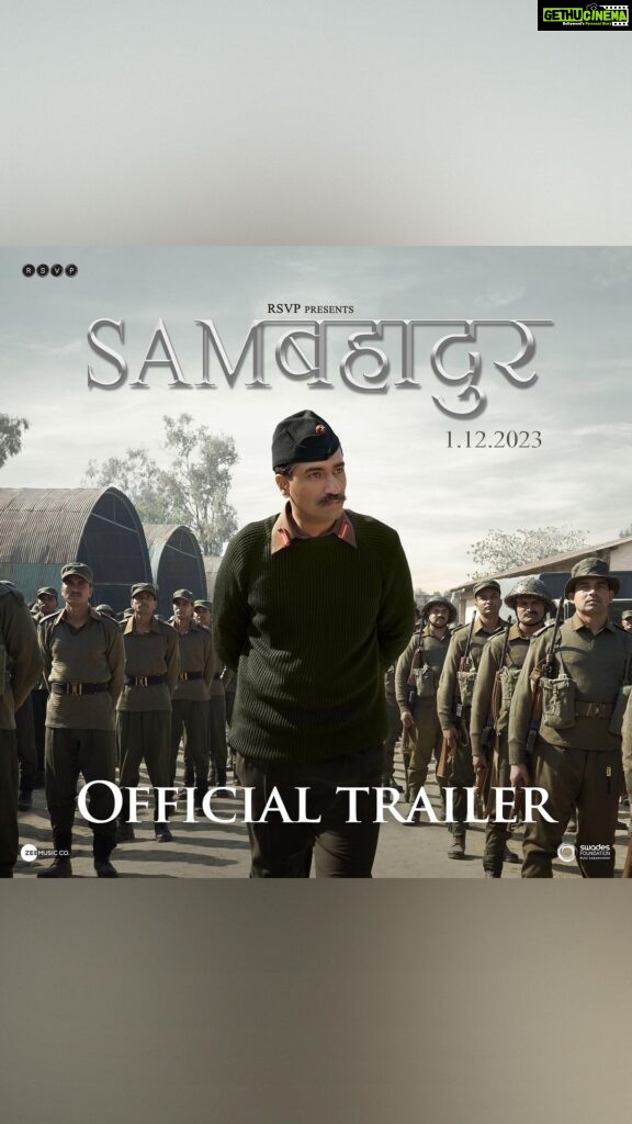 Vicky Kaushal Instagram - To the Indian army, to the nation and its people, we present to you a glimpse into the life of India’s Greatest Soldier, Sam Manekshaw. 🫡🇮🇳❤️ #SamBahadur Trailer Out Now! #Samबहादुर in cinemas 1.12.2023 #SamIsHere @meghnagulzar @sanyamalhotra_ @fatimasanashaikh @ronnie.screwvala @mohdzeeshanayyub @neerajkabi @realgovindnamdev @aanjjan.srivastav @bhavani.iyer @ishantanus @rsvpmovies @maharrshshah @zeemusiccompany