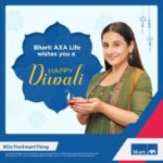 Vidya Balan Instagram - A little investment can go a long way. Make way for guaranteed returns this Diwali with Bharti AXA Life Insurance. Wishing you and your loved ones a Happy Diwali. #DoTheSmartThing @bhartiaxalife #ad