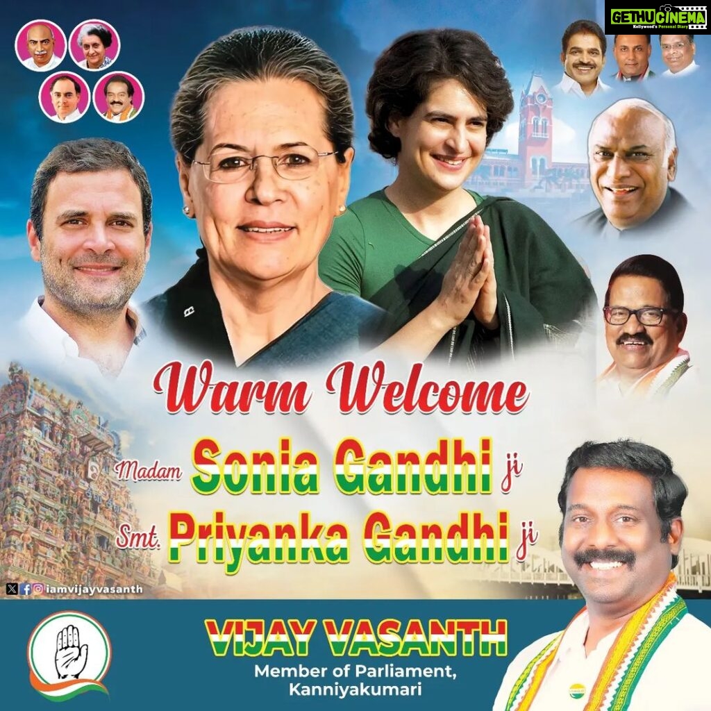 Vijay Vasanth Instagram - Welcome to Chennai. Madam Sonia Gandhiji and Smt Priyanka Gandhiji