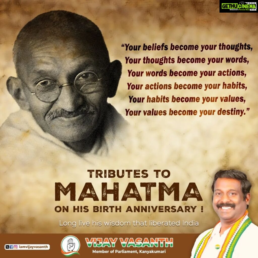 Vijay Vasanth Instagram - Remembering Mahatma on his birth anniversary #mahatmagandhi