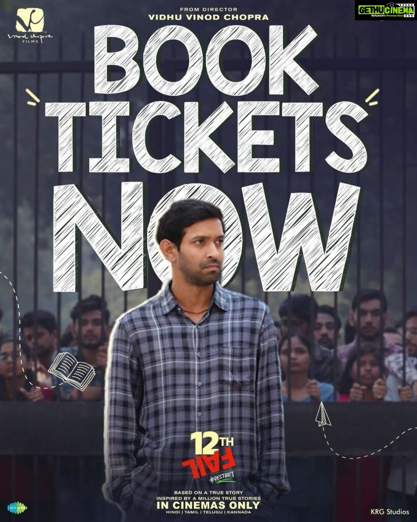 Vikrant Massey Instagram - Witness the heartwarming story that's leaving a mark on audiences. #12thFailInCinemasNow Book your tickets today! 🌟 (Link in bio) #ZeroSeKarRestart Watch #12thFail IN CINEMAS ONLY, a film inspired by a million true stories. 🌟🎥 @vidhuvinodchoprafilms @zeestudiosofficial @medhashankr @anantvjoshi @anshumaan_pushkar #VikasDivyakirti @arsgeeta @itsharishkhanna @priyanshuchatterjee @moitrashantanu @swanandkirkire @saregama_official @krgstudios