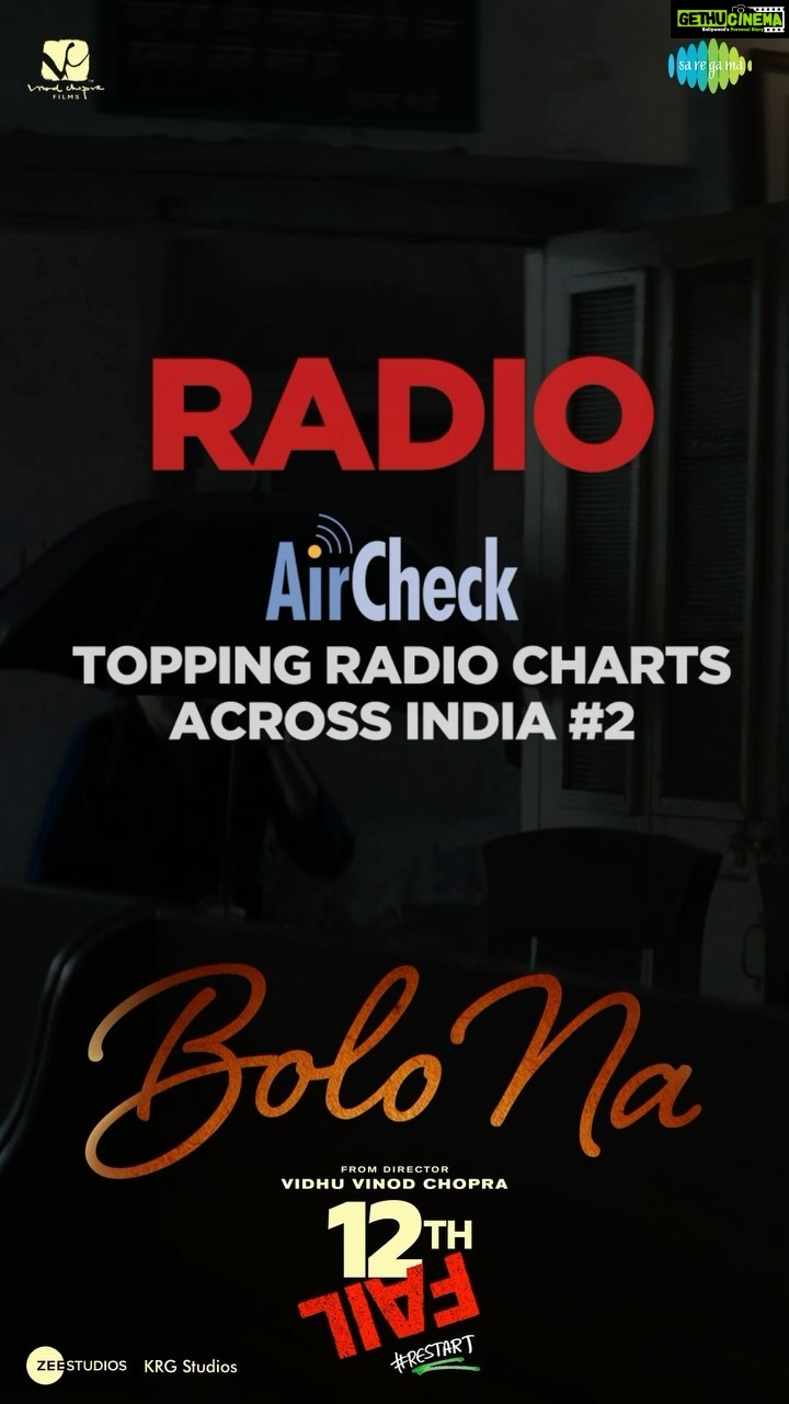 Vikrant Massey Instagram - Topping the radio charts at #2 and winning hearts! ❤ #BoloNa Song Out Now on Saregama Music YouTube and all major streaming platforms @vidhuvinodchoprafilms @zeestudiosofficial @medhashankr @shreyaghoshal @singer_shaan @anantvjoshi @anshumaan_pushkar #VikasDivyakirti @arsgeeta @itsharishkhanna @priyanshuchatterjee @moitrashantanu @swanandkirkire @saregama_official @krgstudios #Saregama #SaregamaMusic #BoloNa #BoloNaApniKahaani #12thFail #ZeroSeRestart