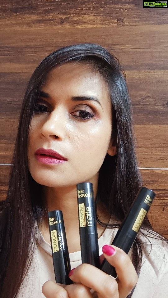Vimmy Bhatt Instagram - Try out these new products by @blueheavencosmetics 1)Blue Heaven Primer 2) Blue Heaven Powder Matte Lipshades a) Dahlia Fields PM02 b)Risky Red RM02 c)Woody Flush N01 3) Blue Heaven Makeup Fixer 4) Blue Heaven Bling set of 6 nail paints #blueheaven #cosmetics #beautyproducts #lipshades #makeup
