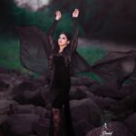 Vindhuja Vikraman Instagram - "Black is modest and arrogant at the same time. Black is lazy and easy—but mysterious. But above all, black says this: I don’t bother you—don’t bother me." Pic @anu_memories_ 📸 Mua @eternalmakeovers 💄 Costume @nash__designs 👗 Trivandrum, India