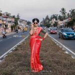 Vindhuja Vikraman Instagram - Bride ♥️ Pic @aneesh_motive_pix Mua @sudhi_s_kurup Saree @ahamboutique Blouse design @blackgold_designingstudio Jewelry @menorah_jewellers Nails @dartistry.in Hair @shabnas._.makeover Trivandrum, India