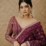 Vindhuja Vikraman Instagram - Peace 💜 Pic @sabuzabsphotography Mua @maquilleurbysumi Outfit @thanuzbridalboutique Earrings @aswa_plaza_ Trivandrum, India