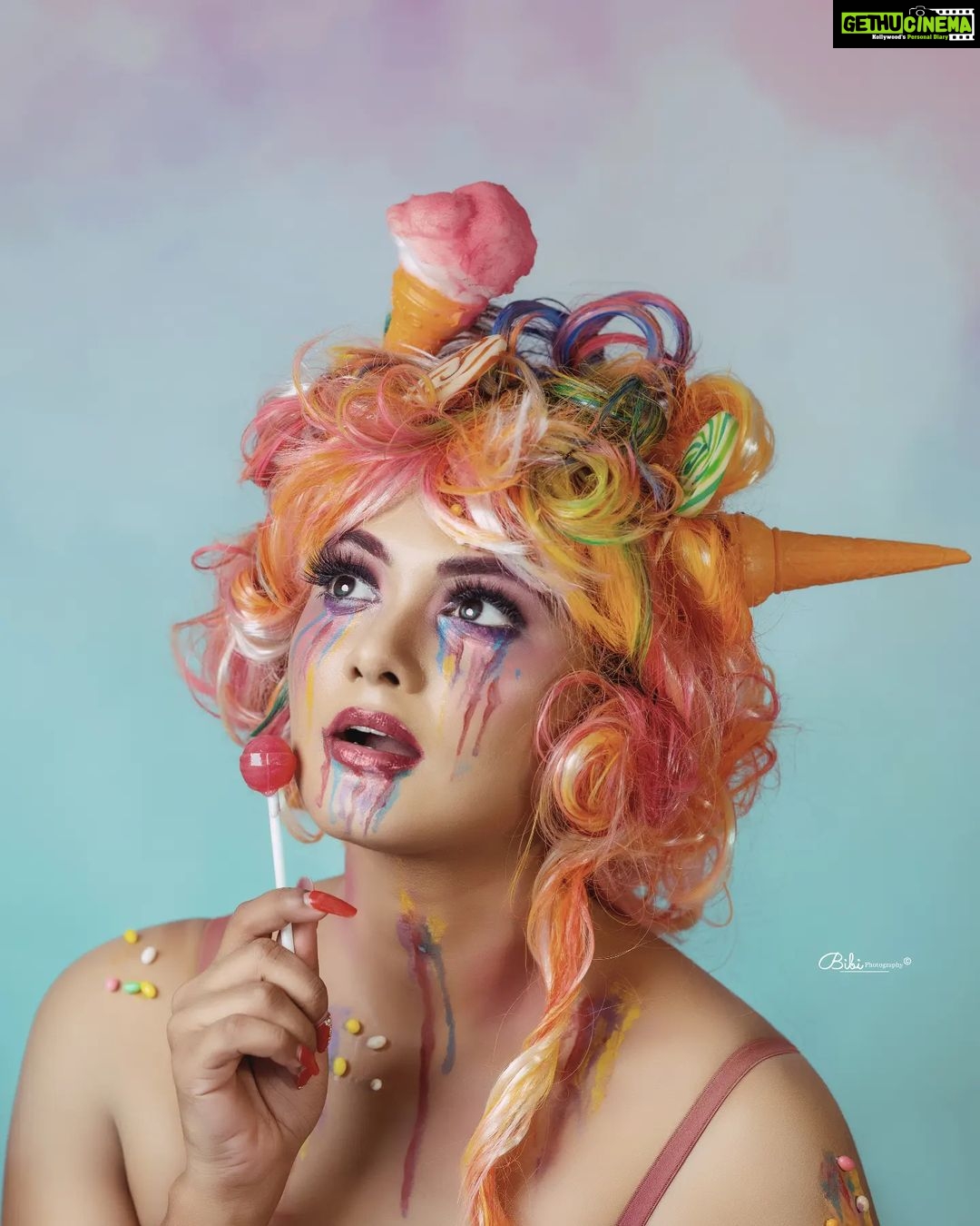 Vindhuja Vikraman Instagram - C A N D Y G I R L Candy - Coated dreams 🍭 Conceptual photoshoot In frame @vindhujavikraman_official Photography & concept @_bibi_photography Makeup & Hairstylist @eternalmakeovers Nails @dartistry.in Retouch @ken_photography_lek Assist - @maje_esh Location - @vanitha_thozhil Inspried by Laura Dark Thank you everyone ! #CandyGirl #SweetTreats #SugarHigh #Candyland #DessertQueen #SweetsForDays #CandyCrush #fashionphotography #dreamy #photoshoot #fashionshoot #fashionmodel #modeling #modelswanted #creativephotography #editorialphotography #beautyshoot #highfashion #eternalmakeovers #vindhujavikraman #alluradst #eyedotstudio #bibiphotography